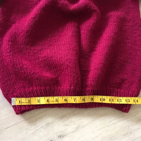 Vintage 1980’s Hand-knit Wool Red and White Crew Neck Sweater, Fair Isle Pattern - Picture 2 of 5